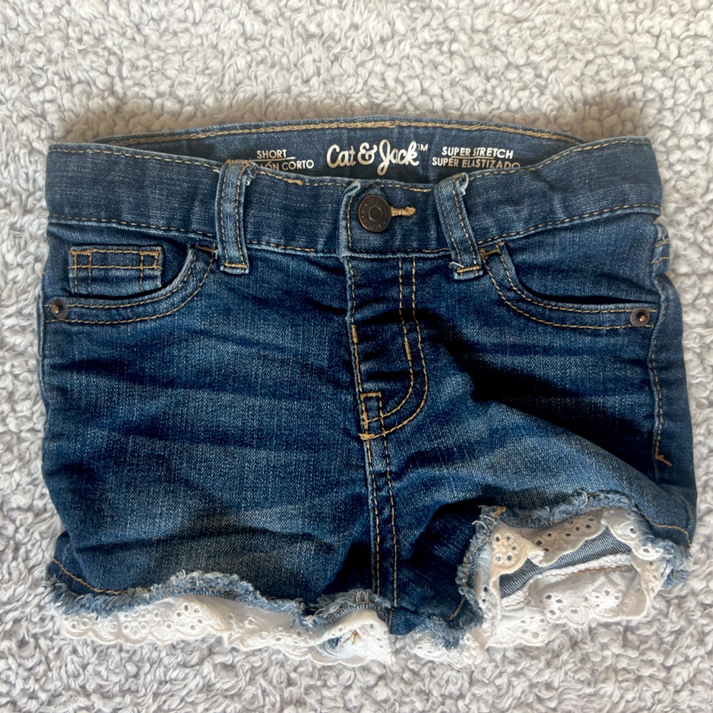 Cat & Jack Super Stretch Eyelet Lace Trim Jean Shorts